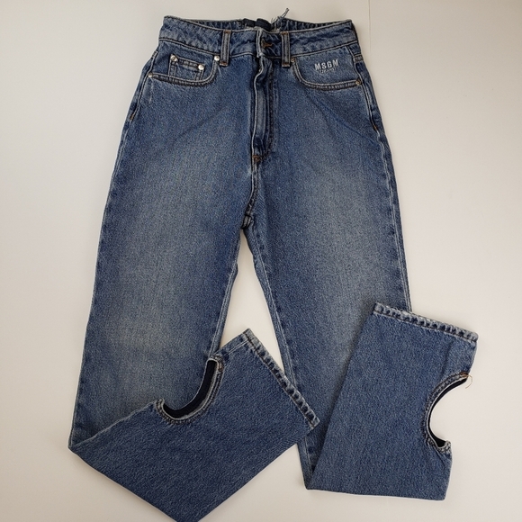 MSGM high waist jeans with DIY waist and heart cutout ankles size 6 - Picture 1 of 12
